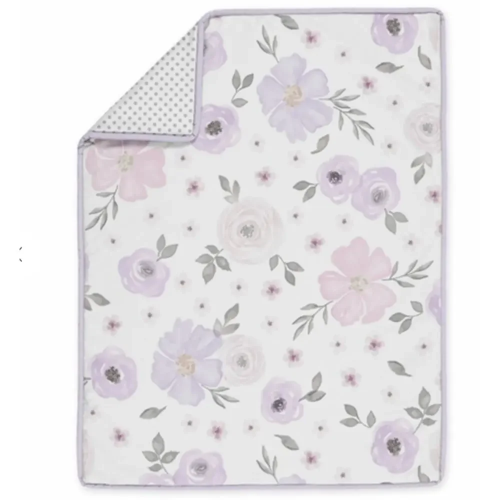 Sweet JoJo Designs Watercolor Floral Lavender Baby Nursery Crib Bedding 4 Piece
